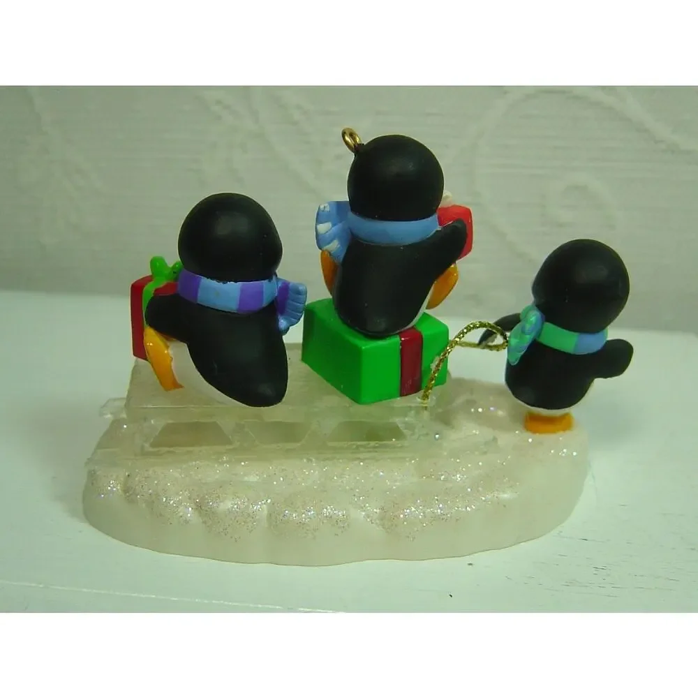 2 PENGUIN HALLMARK ORNAMENTS-WINTER SURPRISE #1 & SLEDDING SHENANIGANS